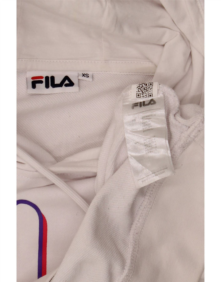 FILA Oversized grafisk hættetrøje til kvinder UK 6 XS hvid bomuld