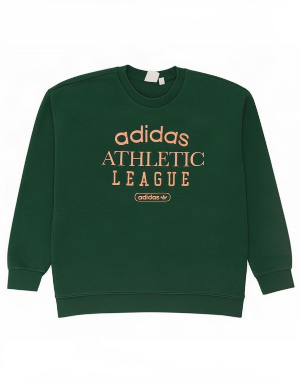 Adidas Dame Grafisk Oversized Sweatshirt Jumper UK 8 Lille grøn bomuld