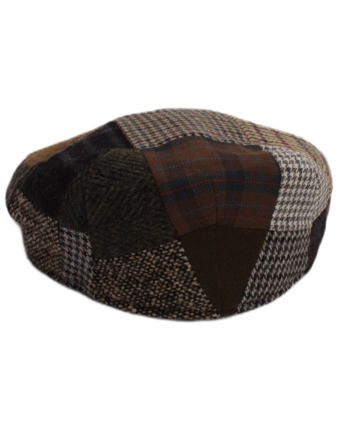 Vintage Herre Flad Cap Medium Flerfarvet Patchwork Uld Classic
