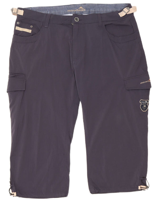 MOORHEAD Graphic Cargo Bermuda Shorts til kvinder UK 20 2XL W42 Navy Blue