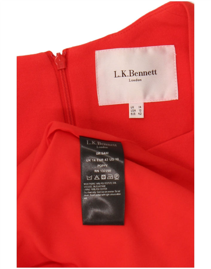 L.K. Bennett Womens Sheath Dress UK 14 Medium Rød Polyester