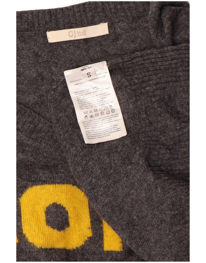 Gaudi Dame Grafisk Oversized V-hals Jumper Sweater UK 10 Small Grey