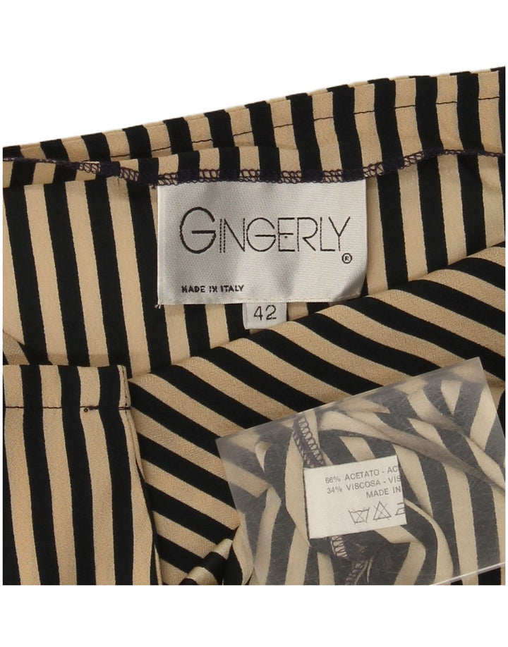 Vintage Damebluse Top IT 42 Medium Beige Stribet Acetat