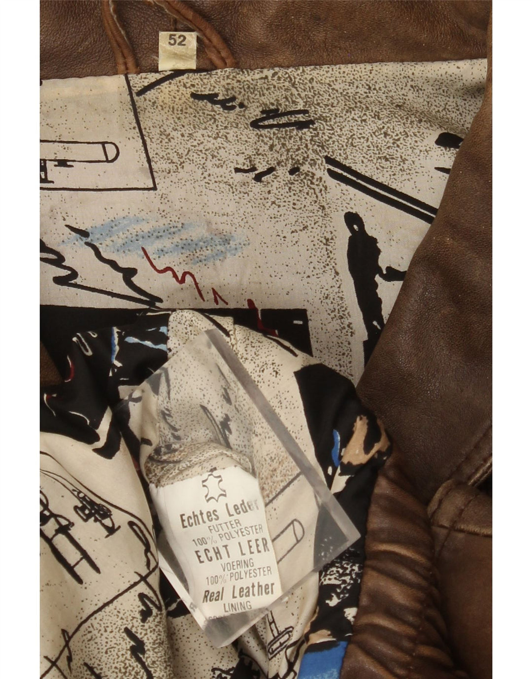 VINTAGE Læderjakke til mænd EU 52 XL Brunt læder