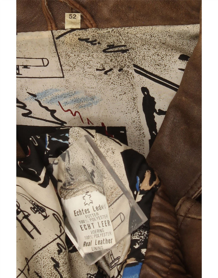 VINTAGE Læderjakke til mænd EU 52 XL Brunt læder