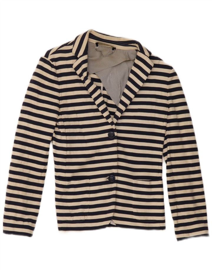MAX MARA Dame Weekend 2 Button Blazer Jacket UK 6 XS Marineblå Stribet