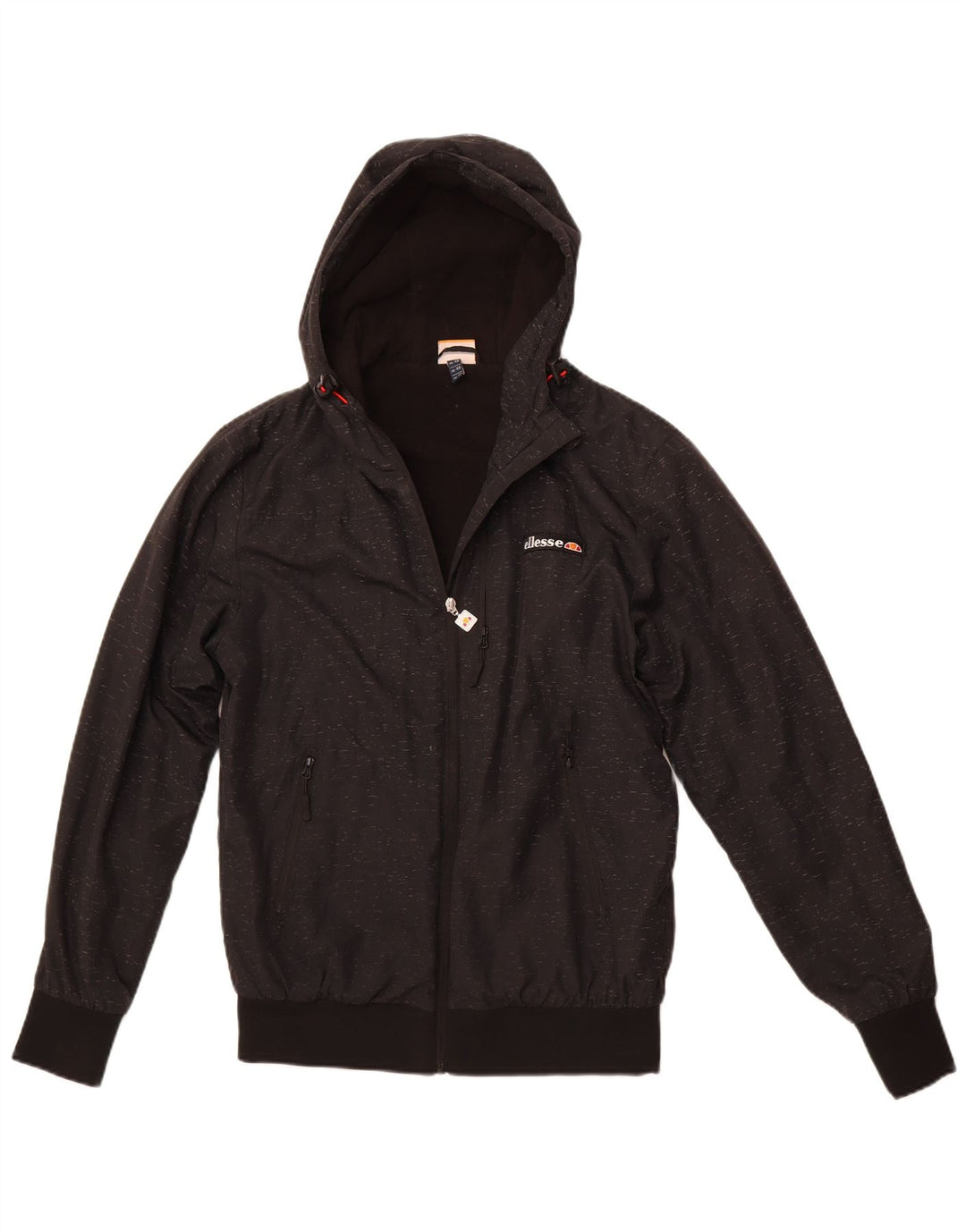 ELLESSE Windbreaker-jakke med hætte til mænd UK 34 XS Sort Flecked Polyester