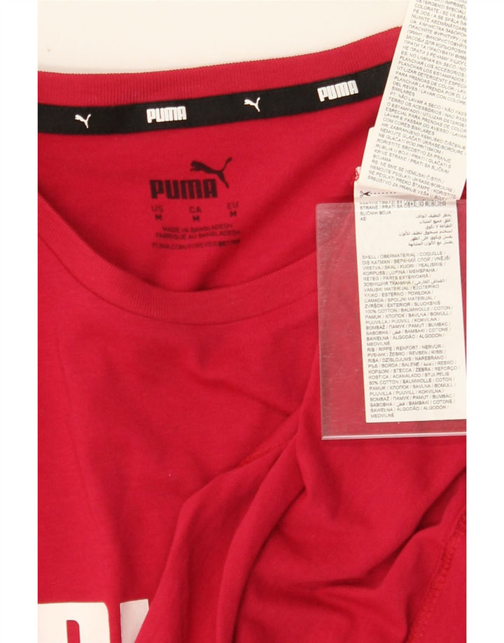 PUMA Womens Oversized Crop Graphic T-Shirt Top UK 14 Medium Red Cotton Vintage Puma and Second-Hand Puma from Messina Hembry 
