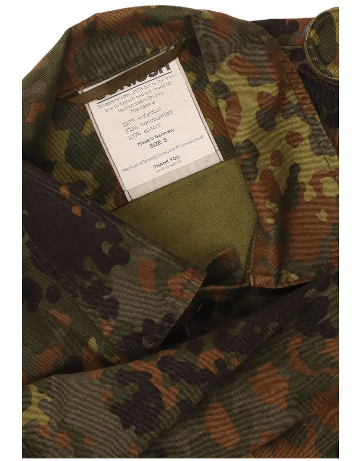 VINTAGE Herre grafisk militærjakke UK 36 Small Khaki Camouflage