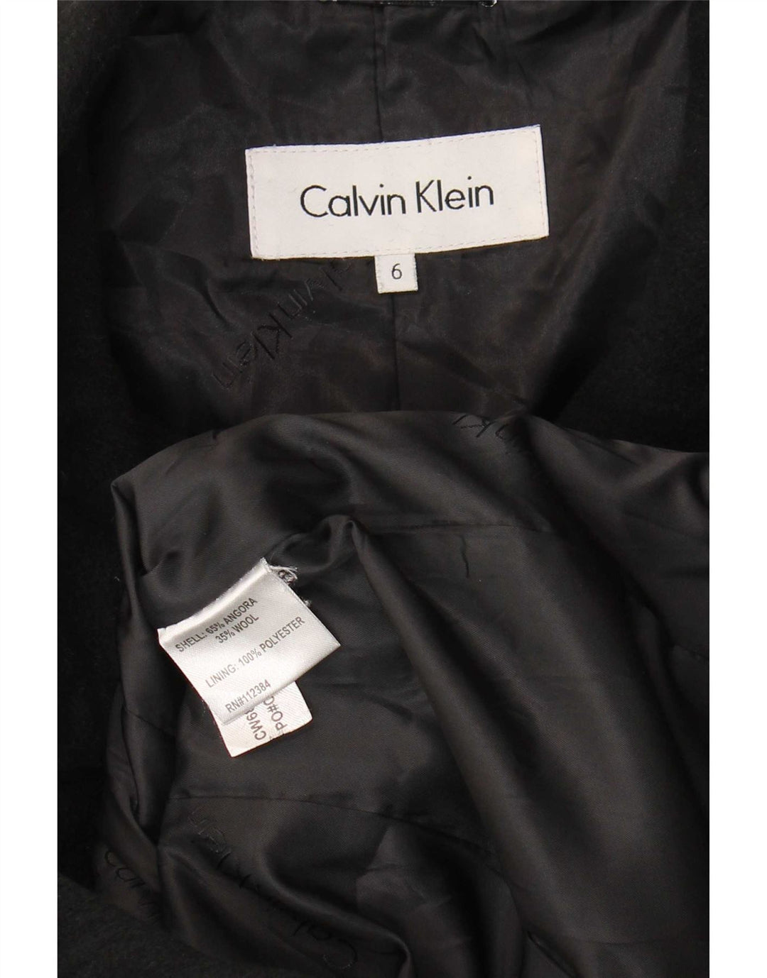 Calvin Klein Dame Overfrakke US 6 Medium Black Angora