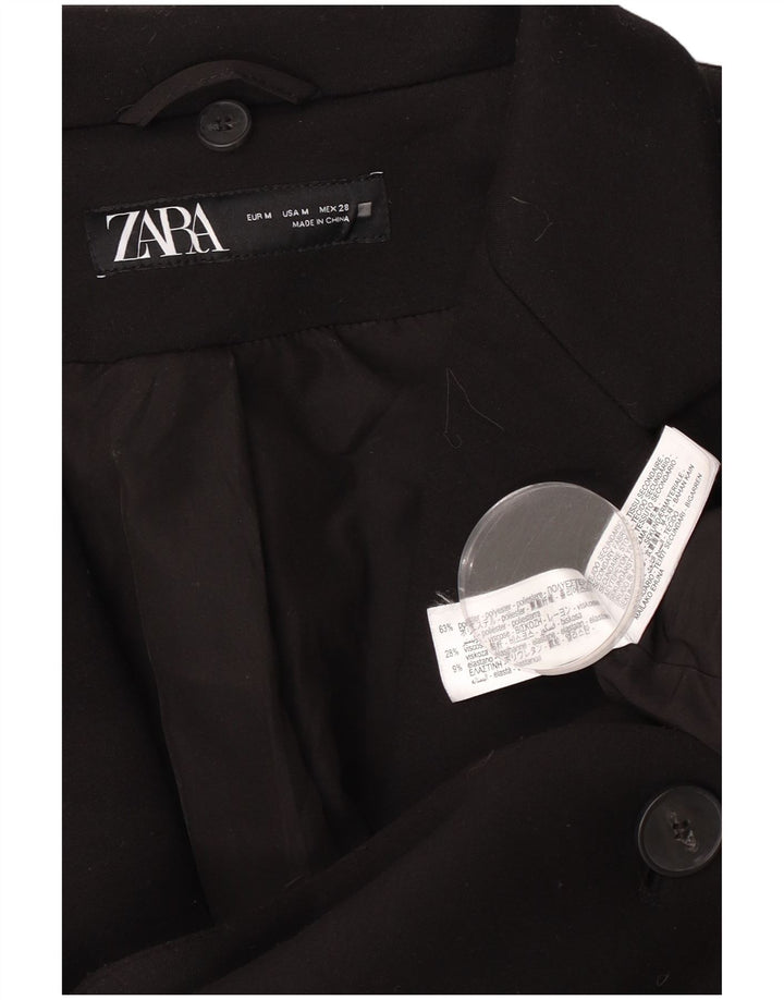 Zara Dame Overfrakke UK 14 Medium Sort Polyester