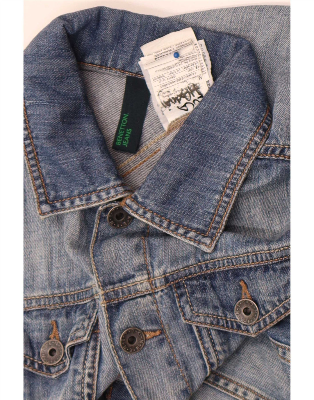 Benetton Girls Denim Gilet 7-8 år Medium Blue Cotton