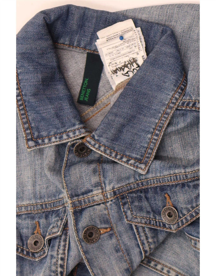 Benetton Girls Denim Gilet 7-8 år Medium Blue Cotton