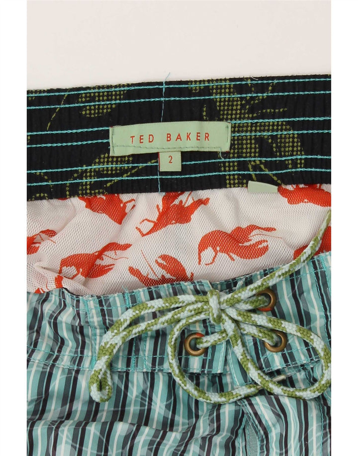 Ted Baker Badeshorts til mænd størrelse 2 Små blå nålestribet polyester