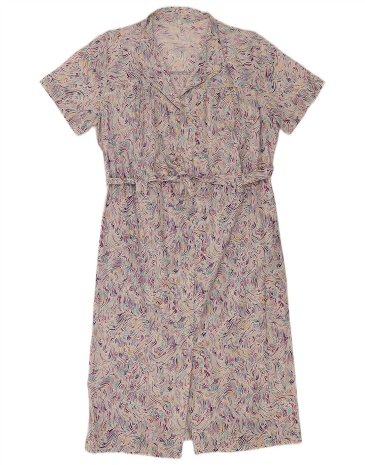 Vintage kvinders abstrakt mønster skjortekjole IT 52 2XL Flerfarvet