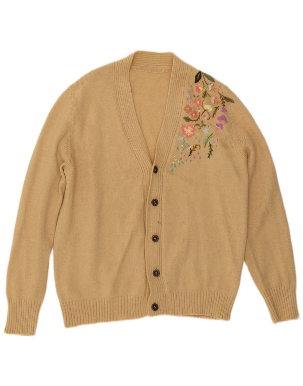 Vintage herre cardigan sweater Medium Beige Floral