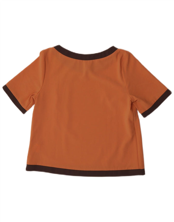 Carrera Womens Crop Bluse Top UK 10 Small Orange Colourblock Polyester