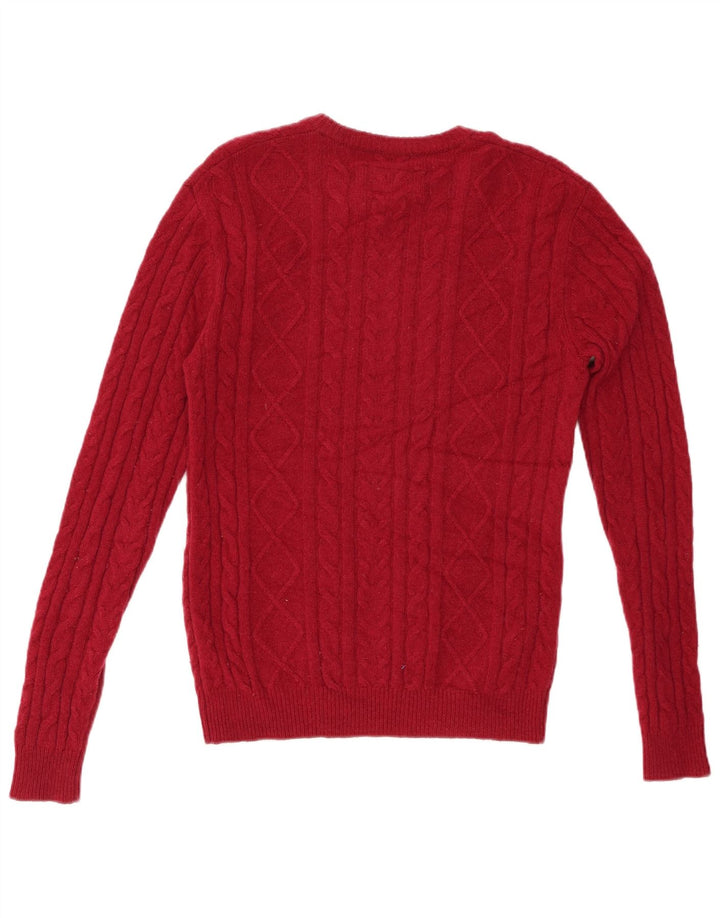 JACK WILLS Herre Crew Neck Jumper Sweater Lille Rød Uld