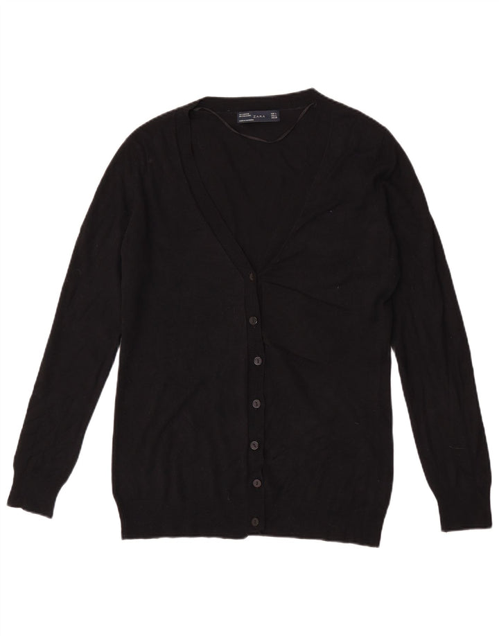 Zara Dame Cardigan Sweater UK 14 Stor Sort Viscose