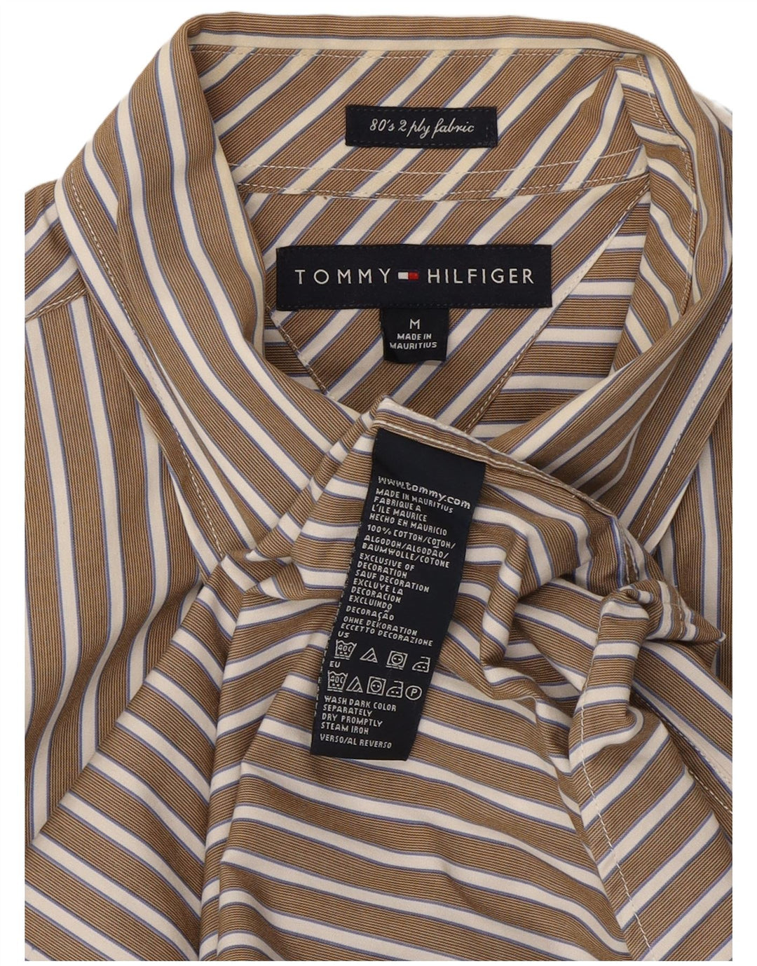 Tommy Hilfiger Herreskjorte Medium Beige Stribet Bomuld