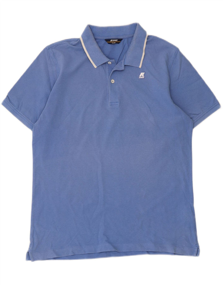K-Way herre poloshirt XL blå stribet bomuld