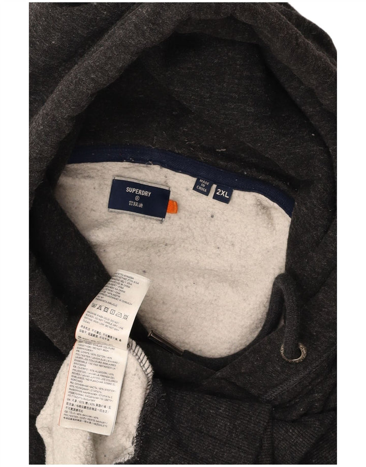 SUPERDRY Hættetrøje til mænd 2XL Grå Flecked Bomuld