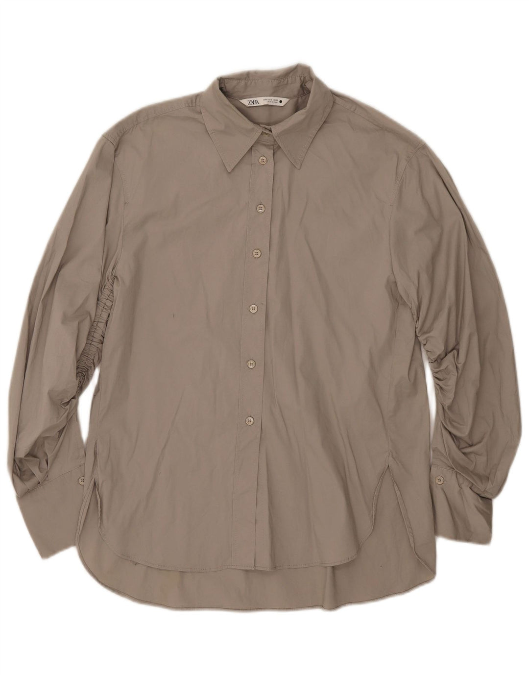 Zara Dame Oversized Shirt UK 10 Small Grå Bomuld