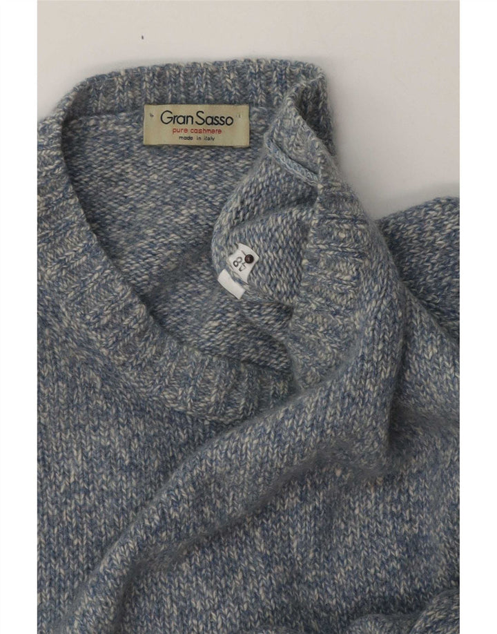 Gran Sasso Herre Crew Neck Jumper Sweater IT 48 Medium Blue Flecked Cashmere
