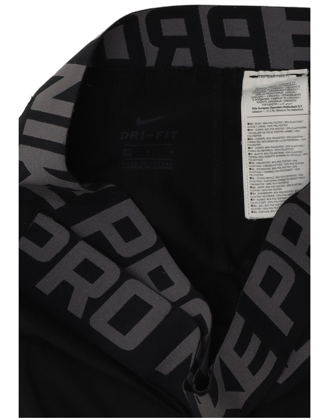 NIKE Dri Fit grafiske leggings til kvinder UK 12 Medium Black Polyester