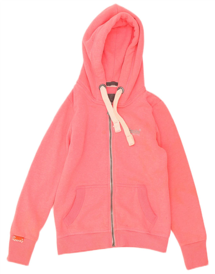 Superdry hættetrøje til kvinder med lynlås UK 14 Medium Pink Polyester