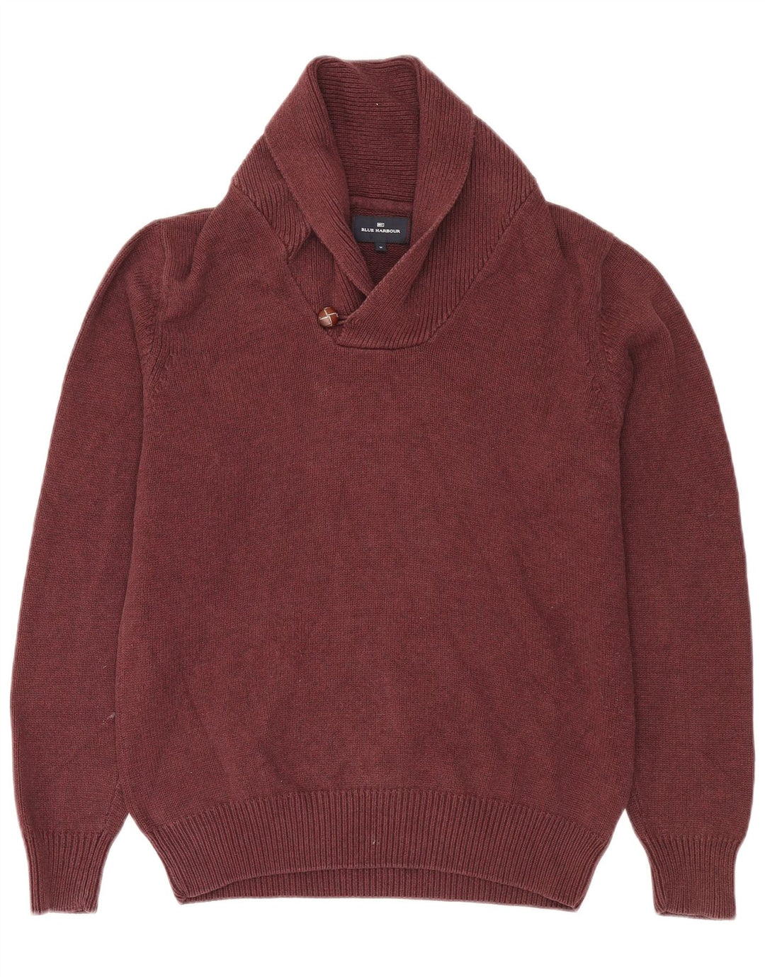 Marks & Spencer Herre Shawl Neck Jumper Sweater Medium Bourgogne Bomuld