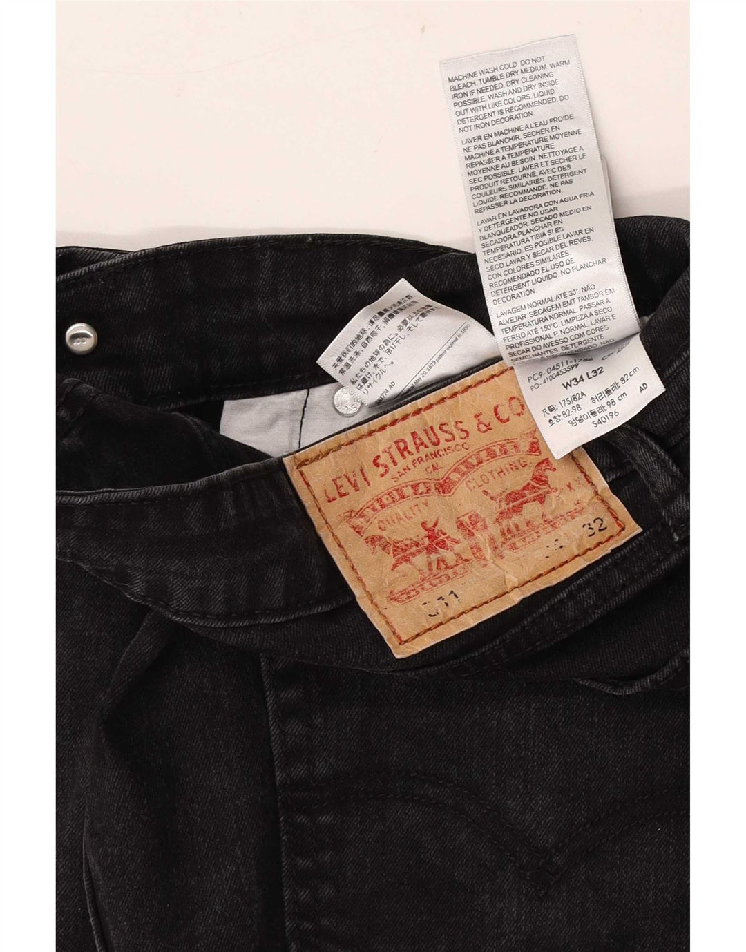 Levi's Herre 511 Slim Jeans W34 L32 Sort Bomuld