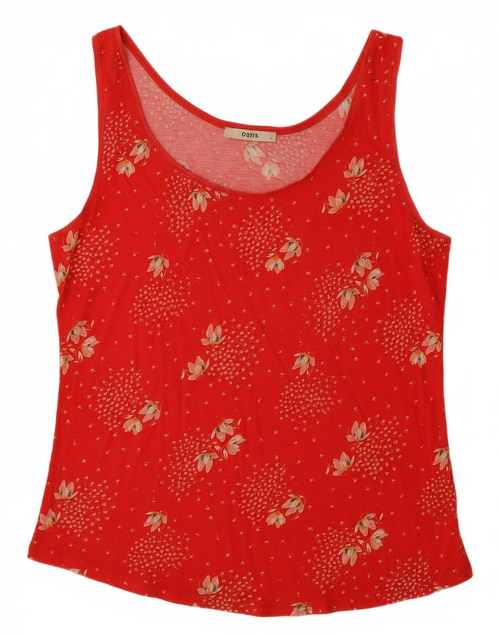 OASIS Damevest Top UK 14 Large Red Floral Viscose