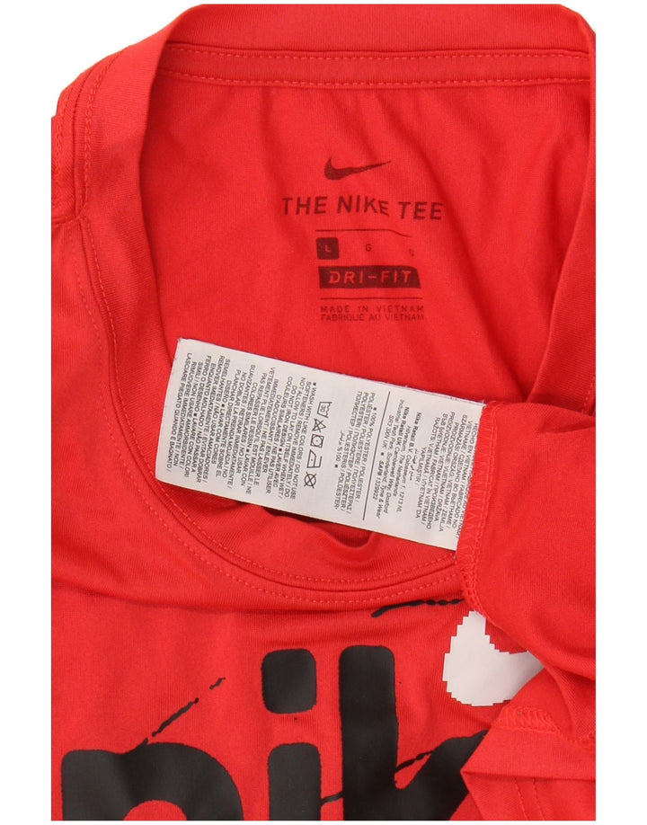 NIKE Herre Dri Fit grafisk T-shirt Top Stor rød polyester