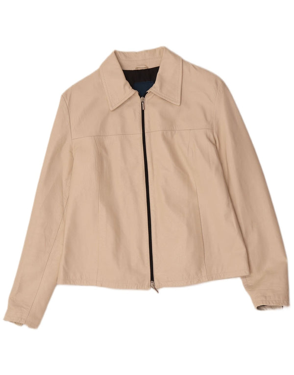 Vintage læderjakke til kvinder UK 14 Medium Beige Læder