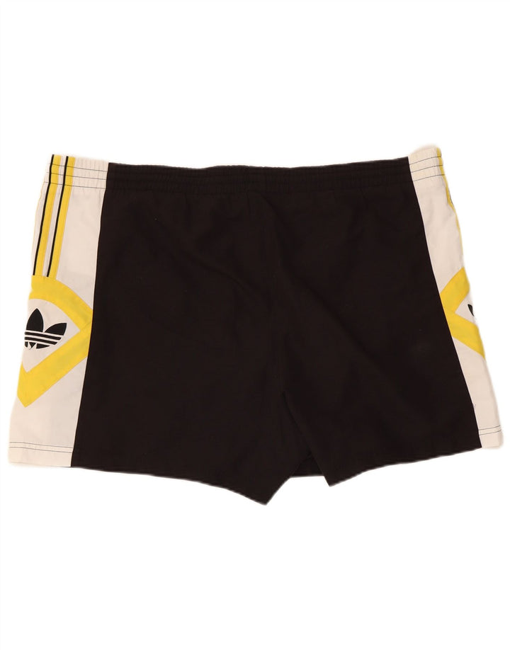 ADIDAS Mens Graphic Sport Shorts Large Black Colourblock Polyester