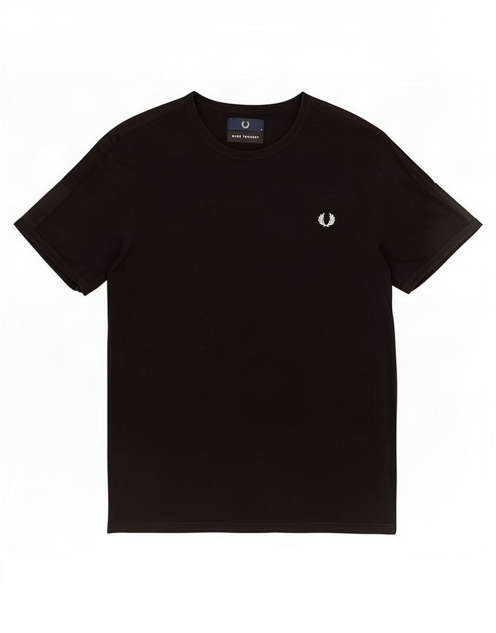 Fred Perry Herre grafisk T-shirt Top Stor sort bomuld