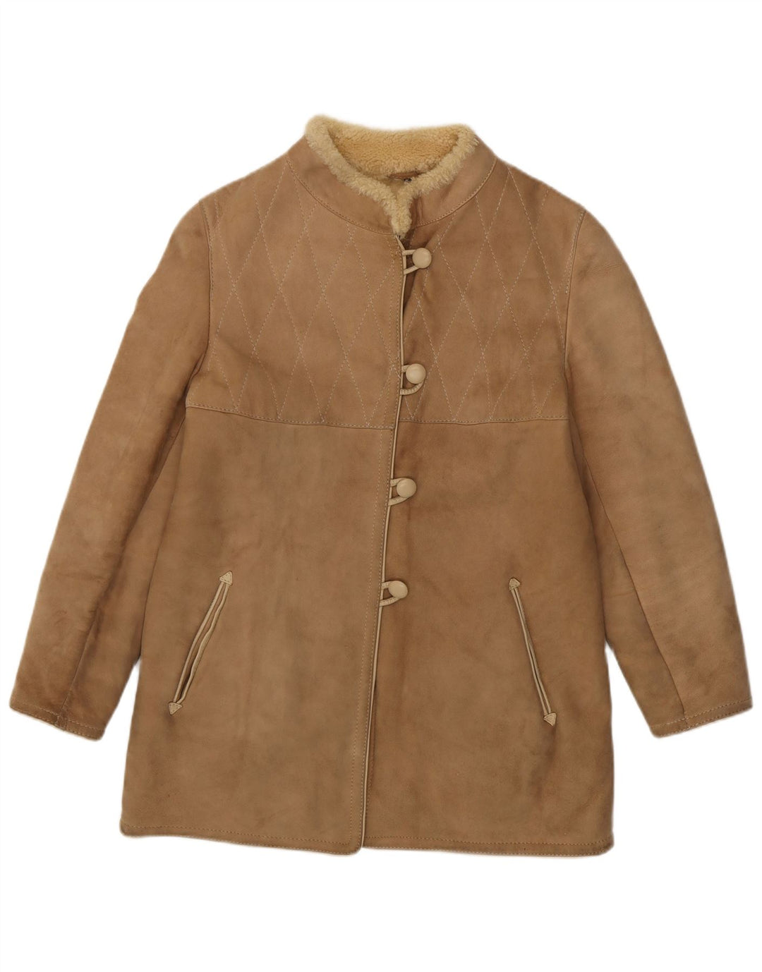 Vintage Dame Shearling Coat IT 44 Medium Beige Shearling