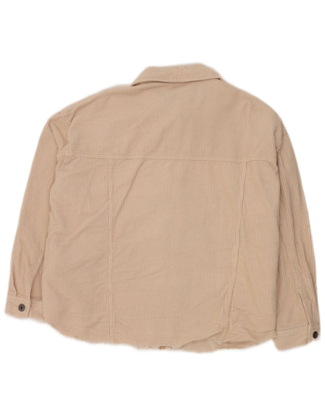 ZARA Dame Oversized Corduroy Shirt UK 14 Medium Off White Bomuld