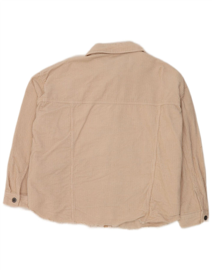 ZARA Dame Oversized Corduroy Shirt UK 14 Medium Off White Bomuld