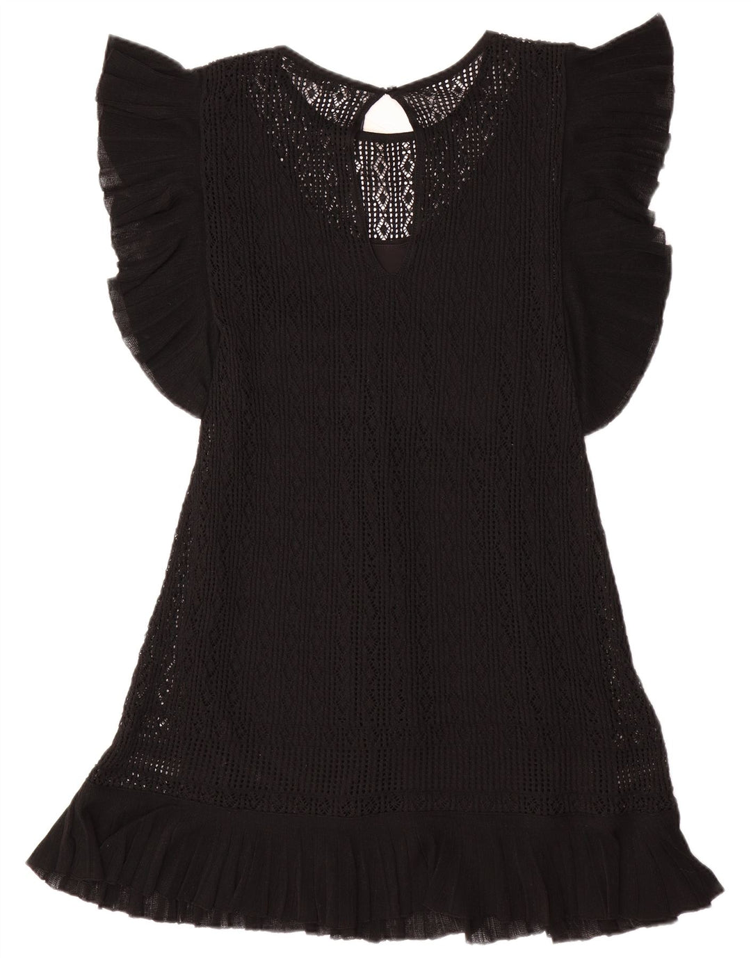 ZARA Kortærmede Jumperkjole til kvinder UK 12 Medium Sort Polyester