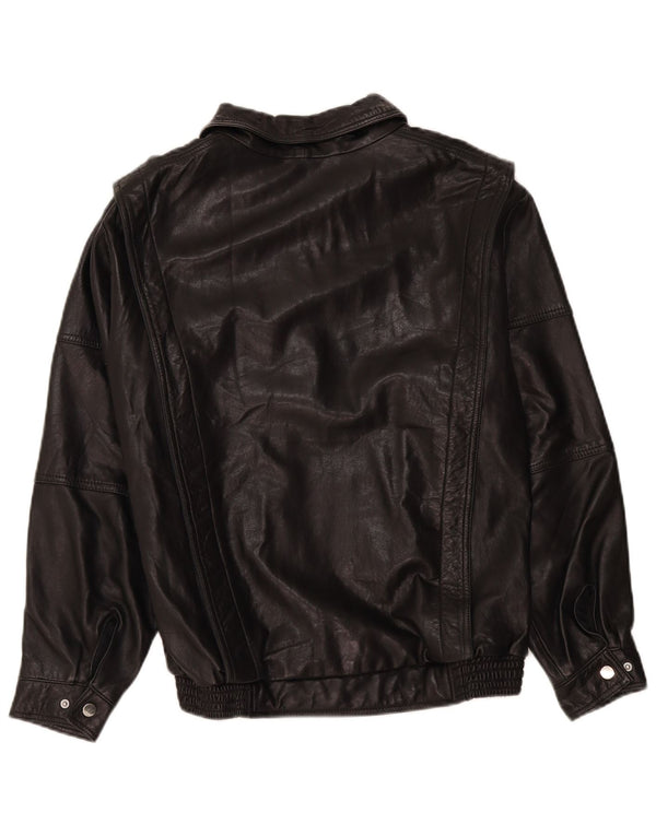 Zara Dame Læderjakke UK 14 Medium Sort