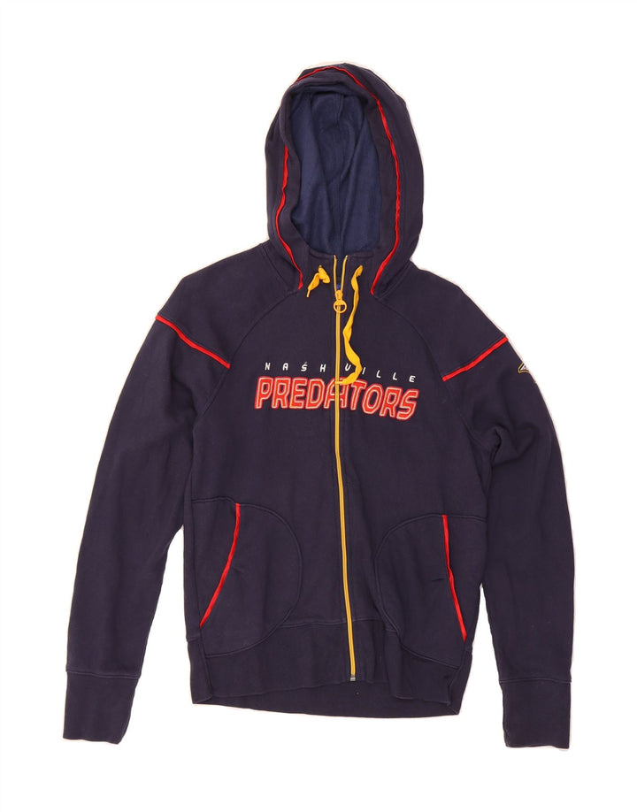 REEBOK Mens Nashville Predators Zip Hoodie Sweater Medium Navy Blue Vintage Reebok and Second-Hand Reebok from Messina Hembry 