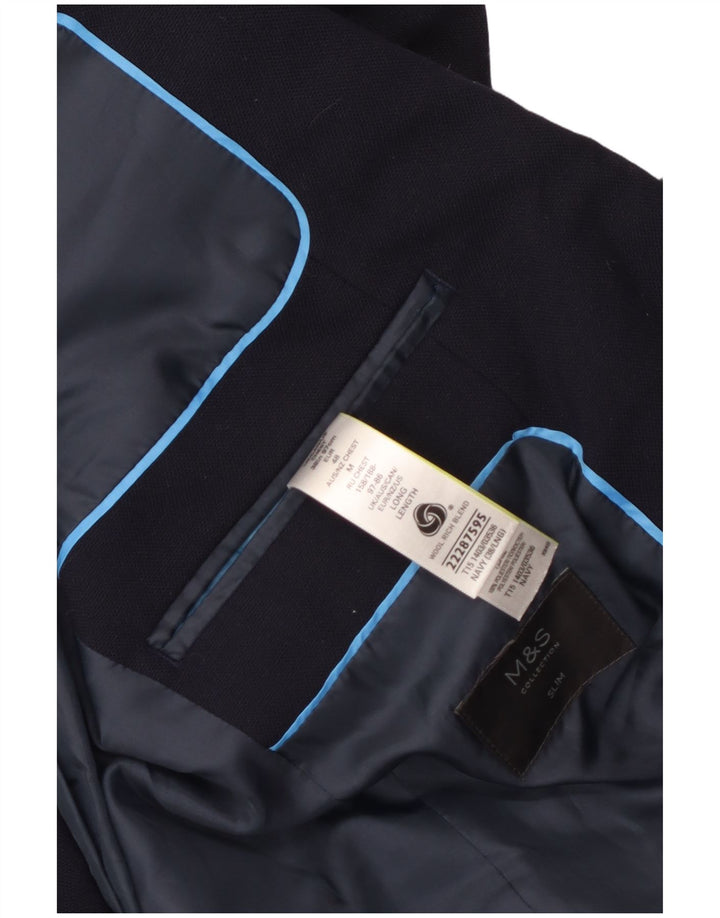 Marks & Spencer Herre 2-knaps Slim Fit Blazer Jacket UK 38 Medium Navy Blue