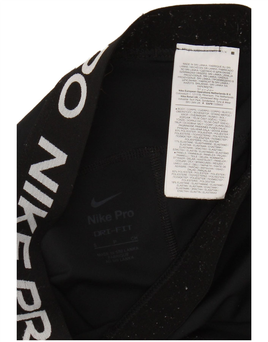 Nike Dame Dri Fit Crop Grafiske Leggings UK 8 Small Black Polyester