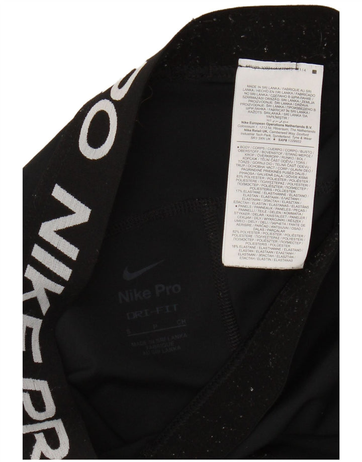 Nike Dame Dri Fit Crop Grafiske Leggings UK 8 Small Black Polyester