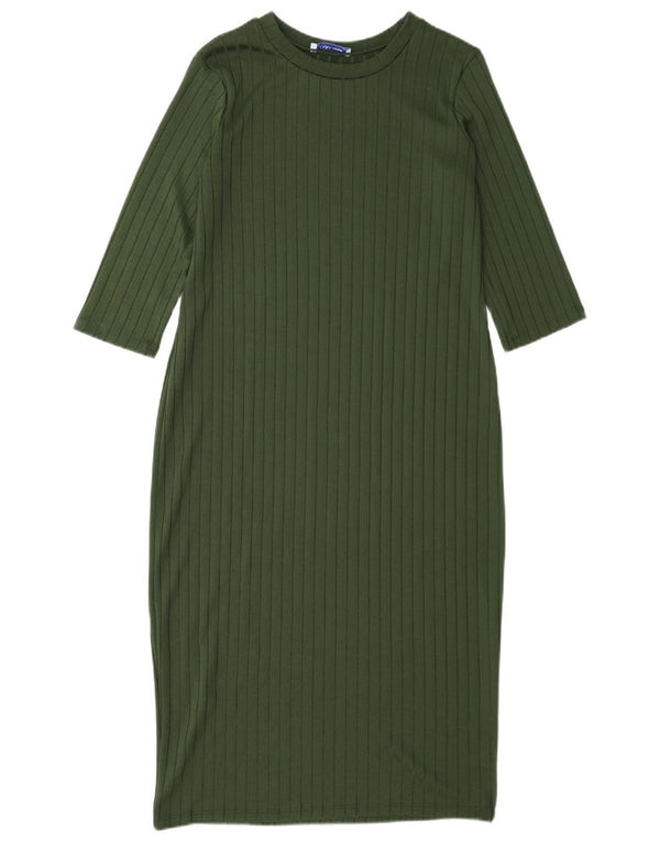 Zara Dame 3/4-ærmet Jumper Dress UK 12 Medium Green