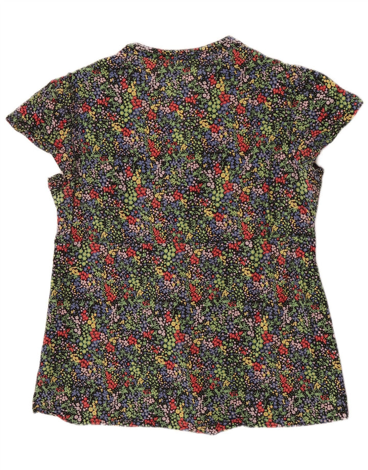 Marks & Spencer Damebluse Top UK 14 Stor sort blomstret bomuld