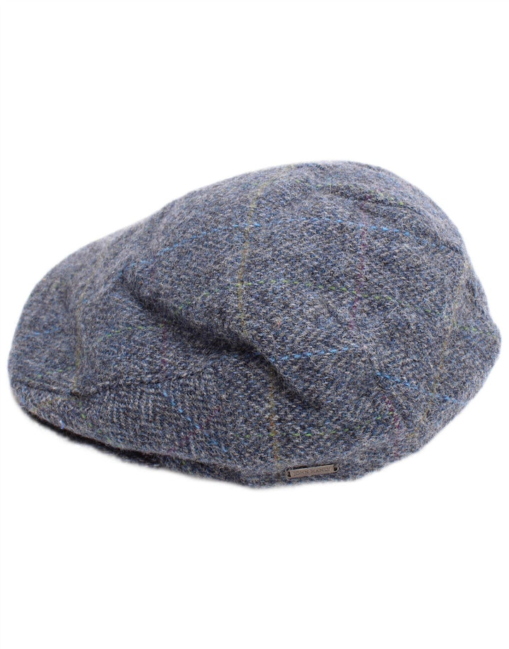 John Hanly Herre Flat Cap XL Blå Sildeben New Wool Classic