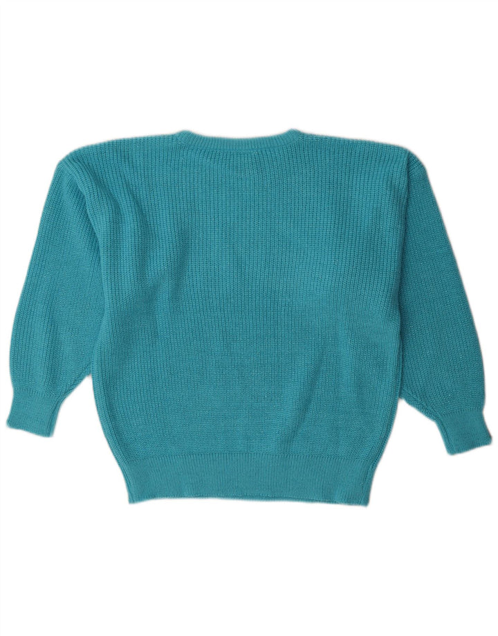 Canda Womens Oversized Crew Neck Jumper Sweater UK 10 Small Blue Acryl